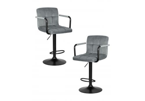  Набор 2 шт Стул барный DOBRIN KRUGER ARM BLACK, серый велюр (MJ9-75), фото 1 