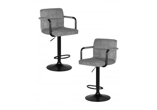  Набор 2 шт Стул барный DOBRIN KRUGER ARM BLACK, серый вельвет (LAR-E2041-25), фото 1 