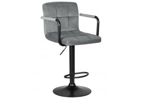  Стул барный DOBRIN KRUGER ARM BLACK, серый велюр (MJ9-75), фото 1 