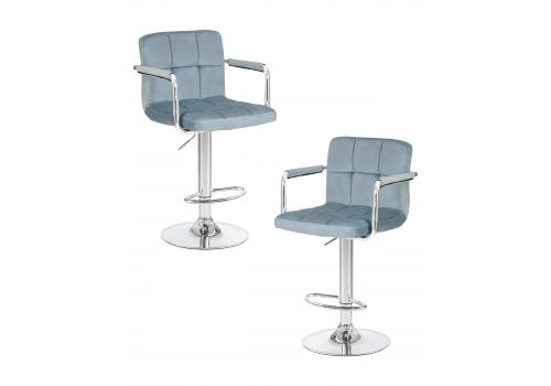  Набор 2 шт Стул барный DOBRIN KRUGER ARM, пудрово-голубой велюр (MJ9-74), фото 1 