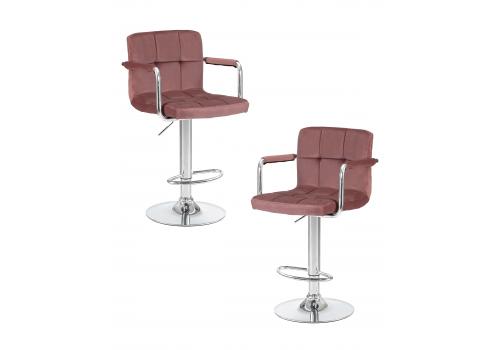  Набор 2 шт Стул барный DOBRIN KRUGER ARM, пудрово-розовый велюр (MJ9-32), фото 1 