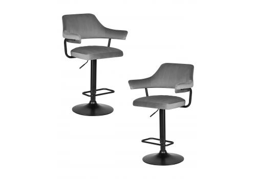  Набор 2 шт Стул барный DOBRIN CHARLY BLACK, серый велюр (MJ9-75), фото 1 