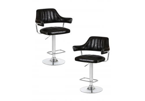  Набор 2 шт Стул барный DOBRIN CHARLY, чёрный крокодил, фото 1 