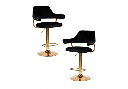  Набор 2 шт Стул барный DOBRIN CHARLY GOLD, черный велюр (MJ9-101), фото 1 