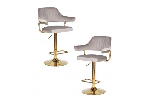  Набор 2 шт Стул барный DOBRIN CHARLY GOLD, серый велюр (MJ9-75), фото 1 