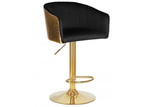  Стул барный DOBRIN DARCY GOLD SHINY, черный велюр с золотыми пайетками, фото 1 