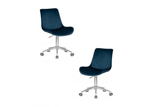  Набор 2 шт Кресло офисное DOBRIN DORA, синий велюр (1922-20), хромированная сталь, фото 1 