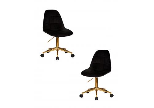  Набор 2 шт Офисное кресло для персонала DOBRIN MONTY GOLD, чёрный велюр (MJ9-101), фото 1 