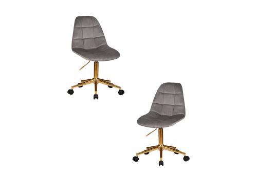  Набор 2 шт Офисное кресло для персонала DOBRIN MONTY GOLD, серый велюр (MJ9-75), фото 1 