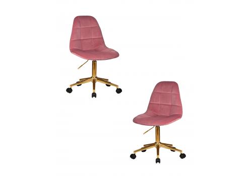  Набор 2 шт Офисное кресло для персонала DOBRIN MONTY GOLD, розовый велюр (MJ9-32), фото 1 