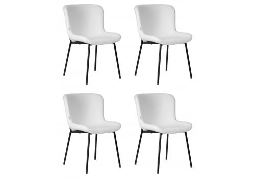 Набор 4 шт Стул обеденный DOBRIN MILO, черные ножки, белый букле (UF992-01), фото 1 