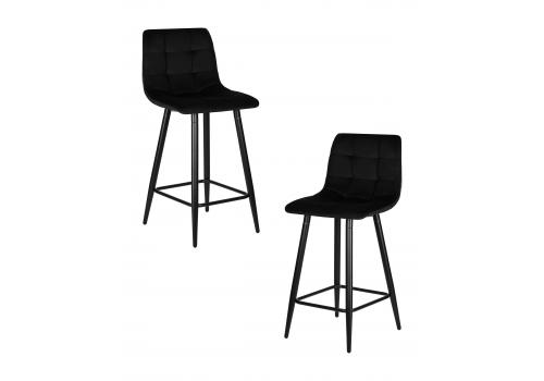  Набор 2 шт Стул полубарный DOBRIN OLIVIA, черные матовые ножки, черный велюр (108-77), фото 1 