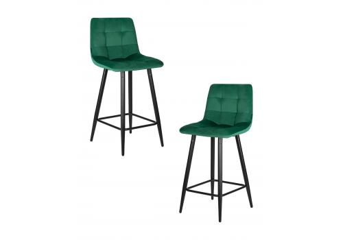  Набор 2 шт Стул полубарный DOBRIN OLIVIA, черные матовые ножки, зелёный велюр (108-64), фото 1 