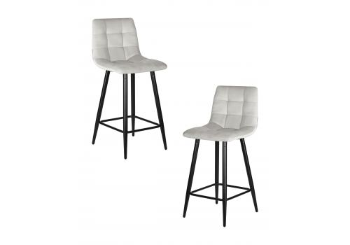  Набор 2 шт Стул полубарный DOBRIN OLIVIA, черные матовые ножки, светло-серый велюр (108-52), фото 1 