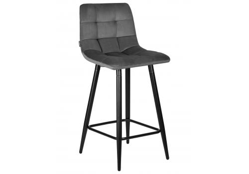  Стул полубарный DOBRIN OLIVIA, черные матовые ножки, темно-серый велюр (108-91), фото 1 