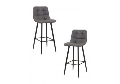  Набор 2 шт Стул барный DOBRIN NICOLE, черные матовые ножки, серая антрацитовая винтажная экокожа (RU-08), фото 1 