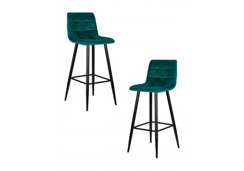  Набор 2 шт Стул барный DOBRIN NICOLE, черные матовые ножки, морской волны велюр (108-119), фото 1 