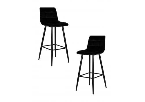  Набор 2 шт Стул барный DOBRIN NICOLE, черные матовые ножки, черный велюр (108-77), фото 1 