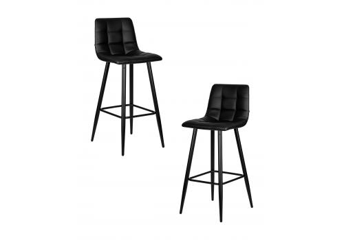  Набор 2 шт Стул барный DOBRIN NICOLE, черные матовые ножки, черная экокожа (P-01), фото 1 