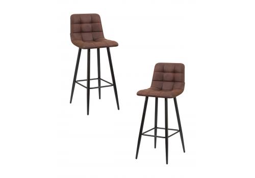  Набор 2 шт Стул барный DOBRIN NICOLE, черные матовые ножки, коричневая микрофибра (PK-03), фото 1 