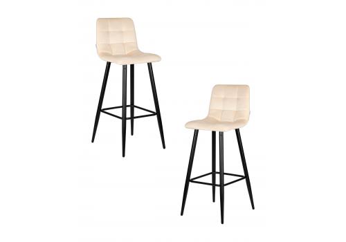  Набор 2 шт Стул барный DOBRIN NICOLE, черные матовые ножки, кремовый велюр (108-113), фото 1 
