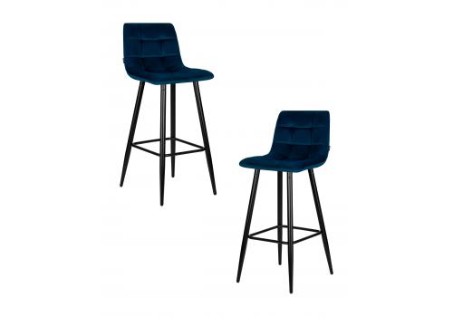  Набор 2 шт Стул барный DOBRIN NICOLE, черные матовые ножки, темно-синий велюр (108-95), фото 1 