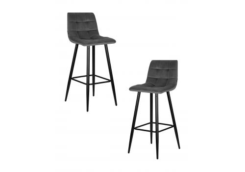  Набор 2 шт Стул барный DOBRIN NICOLE, черные матовые ножки, темно-серый велюр (108-91), фото 1 
