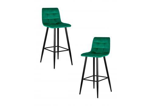  Набор 2 шт Стул барный DOBRIN NICOLE, черные матовые ножки, зелёный велюр (108-64), фото 1 