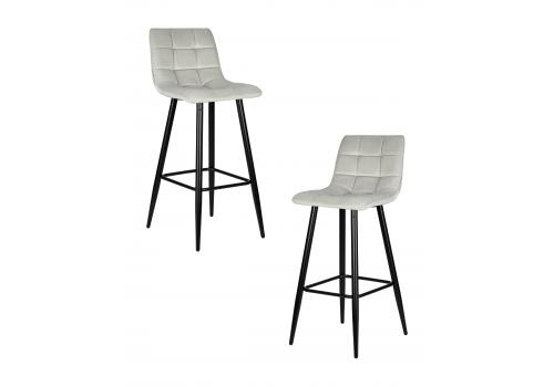  Набор 2 шт Стул барный DOBRIN NICOLE, черные матовые ножки, светло-серый велюр (108-52), фото 1 