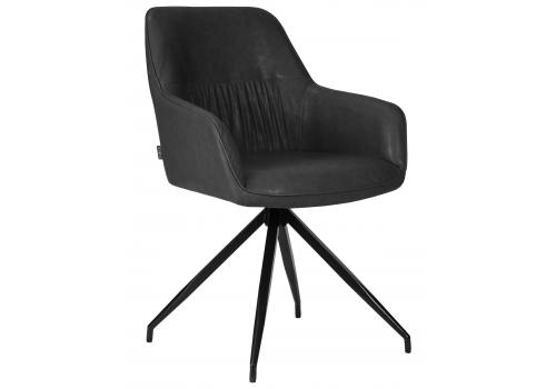  Стул обеденный DOBRIN DANIEL, черные ножки, винтажная антрацитовая экокожа (RU-08), фото 1 