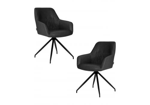  Набор 2 шт Стул обеденный DOBRIN DANIEL, черные ножки, винтажная антрацитовая экокожа (RU-08), фото 1 