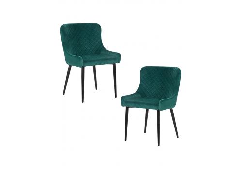  Набор 2 шт Стул обеденный DOBRIN RICHARD, черные матовые ножки, зелёный велюр (V108-64), фото 1 