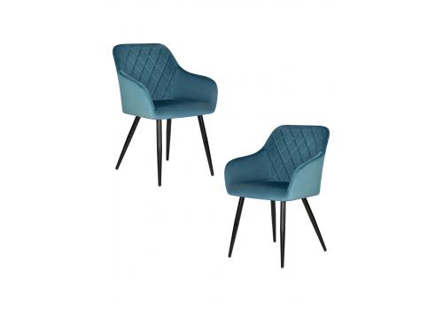  Набор 2 шт Стул обеденный DOBRIN ROBERT, черные матовые ножки, велюр V108-108 Морская волна, фото 1 