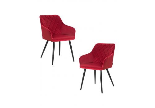  Набор 2 шт Стул обеденный DOBRIN ROBERT, черные матовые ножки, велюр V108-37 Бордовый, фото 1 