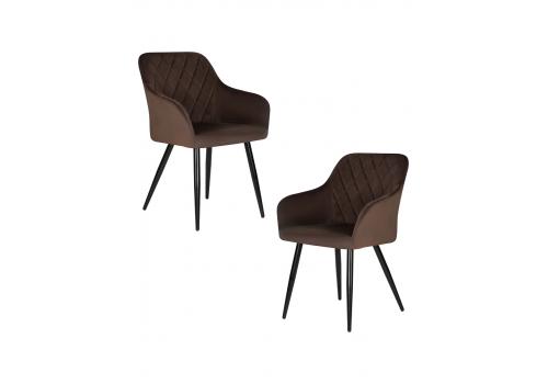  Набор 2 шт Стул обеденный DOBRIN ROBERT, черные матовые ножки, велюр V108-76 Горький шоколад, фото 1 