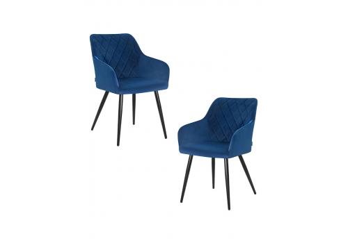  Набор 2 шт Стул обеденный DOBRIN ROBERT, черные матовые ножки, велюр V108-67 Тёмно-синий, фото 1 