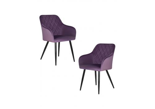  Набор 2 шт Стул обеденный DOBRIN ROBERT, черные матовые ножки, велюр V108-45 Темно-фиолетовый, фото 1 