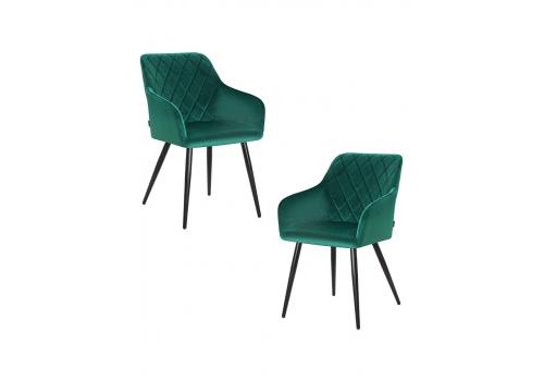  Набор 2 шт Стул обеденный DOBRIN ROBERT, черные матовые ножки, велюр V108-64 Зелёный, фото 1 