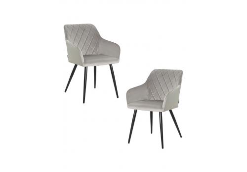  Набор 2 шт Стул обеденный DOBRIN ROBERT, черные матовые ножки, велюр V108-81 Серый, фото 1 