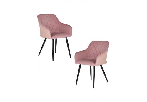  Набор 2 шт Стул обеденный DOBRIN ROBERT, черные матовые ножки, велюр V108-15 Розовый, фото 1 
