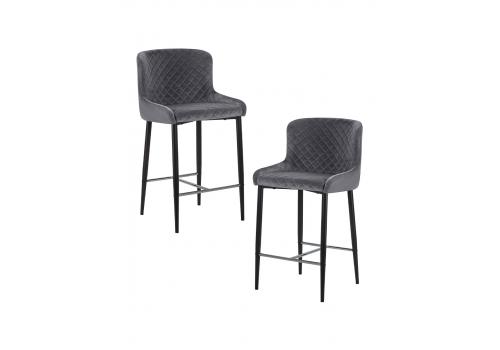  Набор 2 шт Стул полубарный DOBRIN CHRISTIAN'65, черные ножки, темно-серый велюр (V108-91), фото 1 