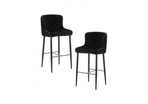  Набор 2 шт Стул барный DOBRIN CHRISTIAN'75, черные ножки, черный велюр (V108-77), фото 1 