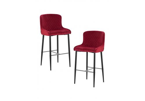  Набор 2 шт Стул барный DOBRIN CHRISTIAN'75, черные ножки, бордовый велюр (V108-85), фото 1 
