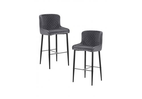  Набор 2 шт Стул барный DOBRIN CHRISTIAN'75, черные ножки, темно-серый велюр (V108-91), фото 1 
