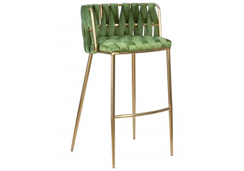  Стул барный DOBRIN EMMA GOLD, зеленый велюр (VF-08), фото 1 