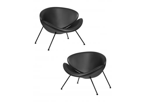  Набор 2 шт Кресло дизайнерское DOBRIN EMILY, черный винил YP16, черное основания, фото 1 