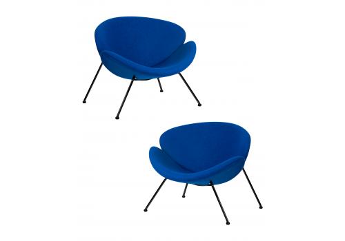  Набор 2 шт Кресло дизайнерское DOBRIN EMILY, синяя ткань AF6, черное основание, фото 1 