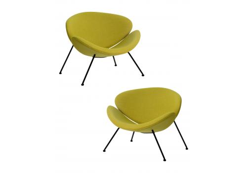  Набор 2 шт Кресло дизайнерское DOBRIN EMILY, светло-зеленая ткань AF3, черное основание, фото 1 
