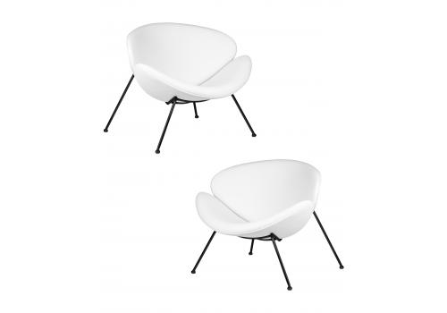 Набор 2 шт Кресло дизайнерское DOBRIN EMILY, белый винил YP17, черное основание, фото 1 