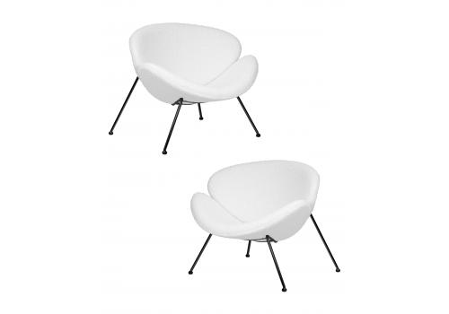  Набор 2 шт Кресло дизайнерское DOBRIN EMILY, белый (букле) ткань, черное основание, фото 1 